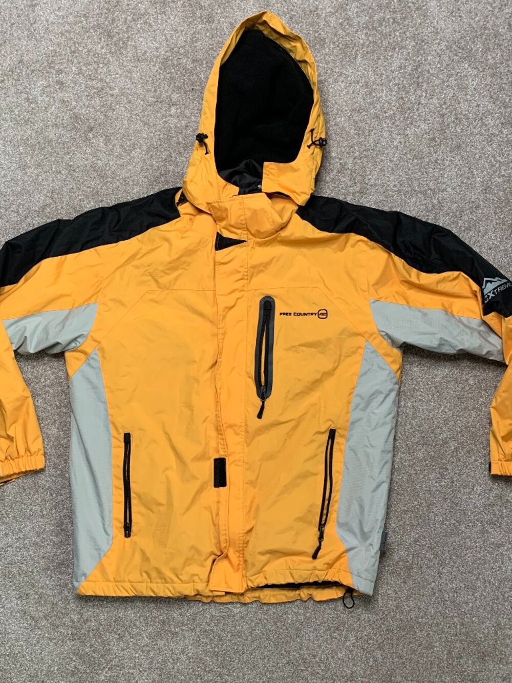 Winter Coat Free Country FCXtreme Hoodie Fleece Lining Size M Yellow HiVis